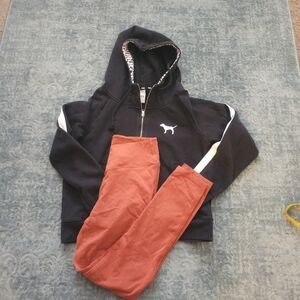 PINK VSBlack Hoodie with Orange  Leggings Size L
